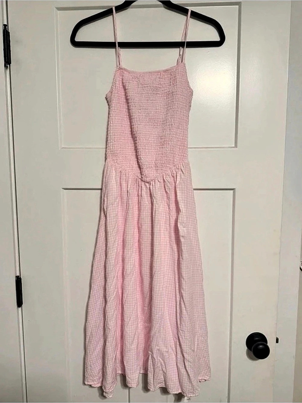 Pink Gingham Maxi Dress Like New